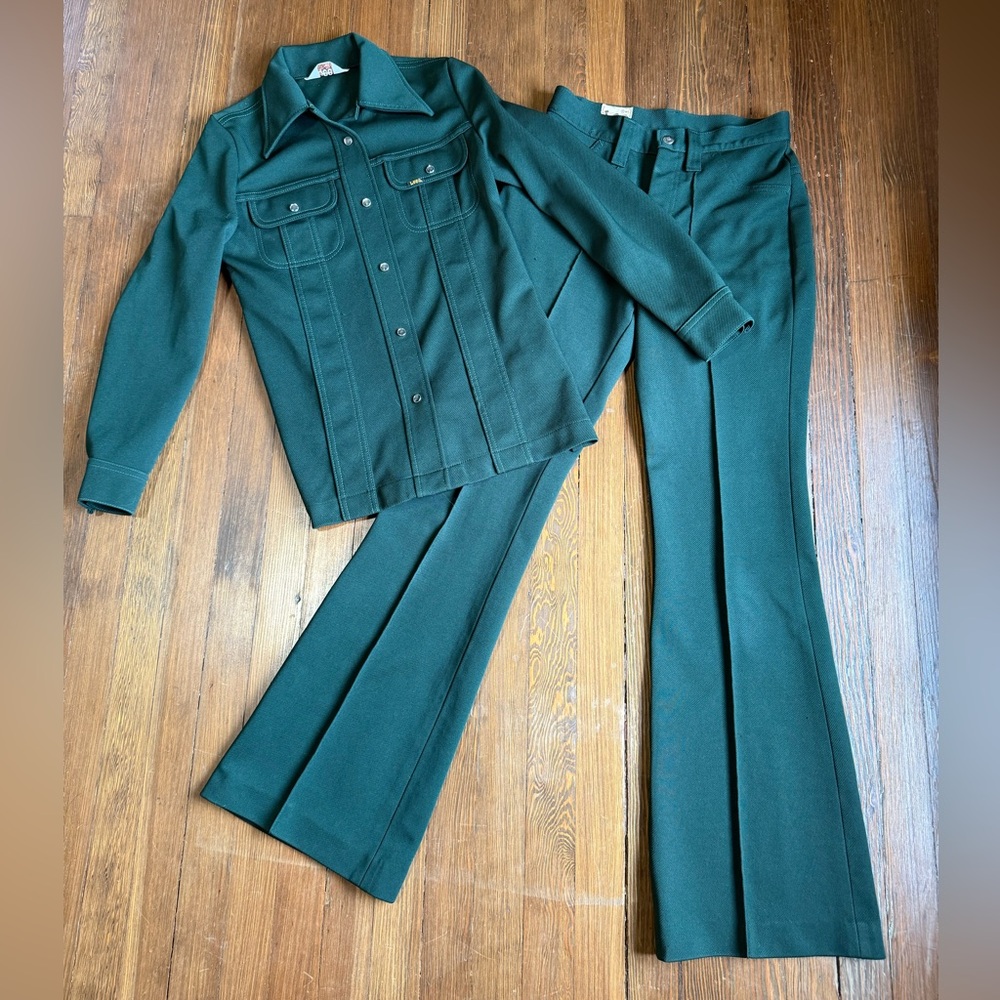 RARE VINTAGE Riders by Lee Green Pants & Button Down Set
